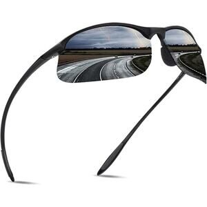New MaxJuli Black Polarized Shock Resistant Flexible Athletic Sports Sunglasses